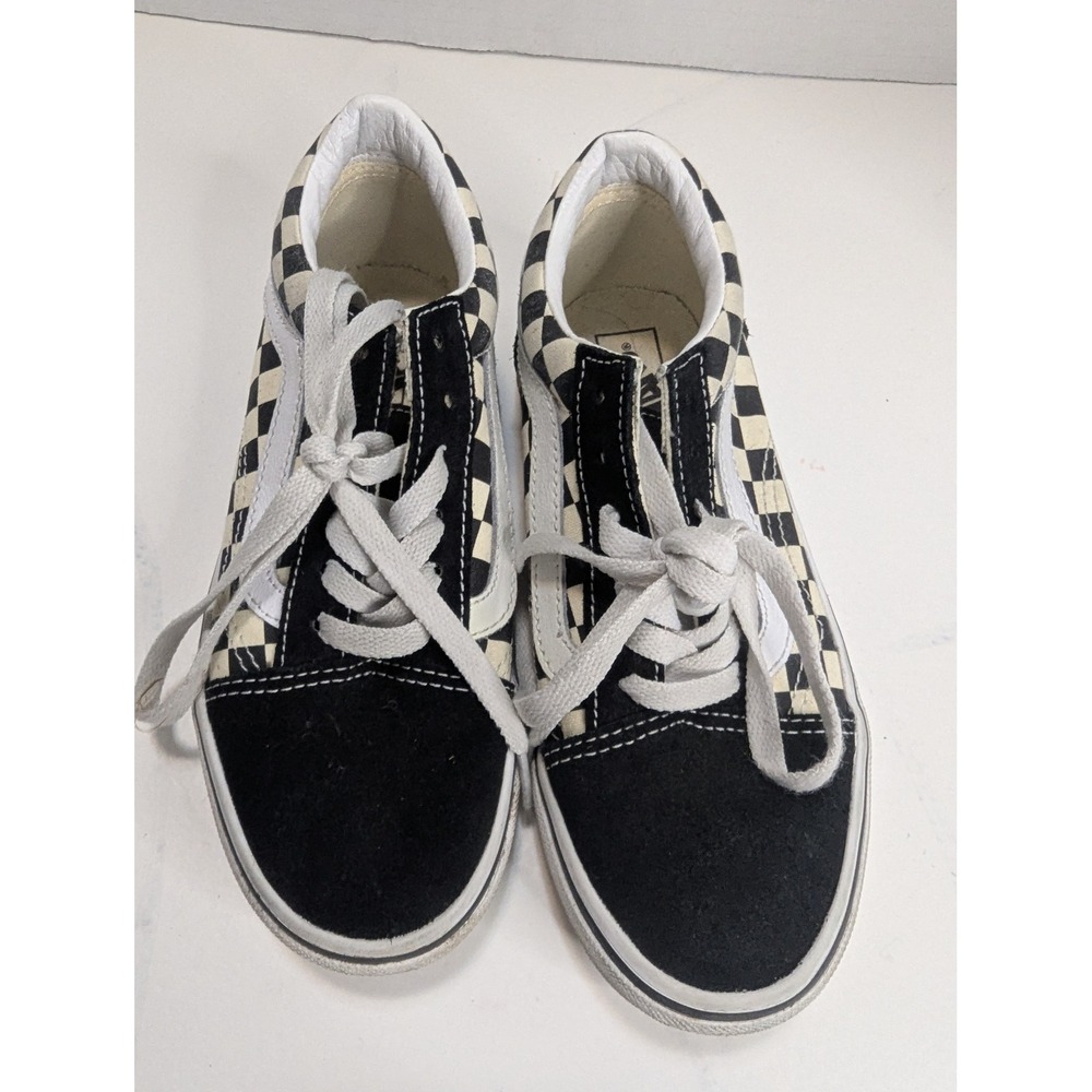 Vans Old Skool Kids Sneakers Black White Checkerboard Low Top Shoes Size 2.5